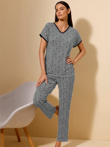 creation L Schlafanzug in schwarz-weiß-bedruckt