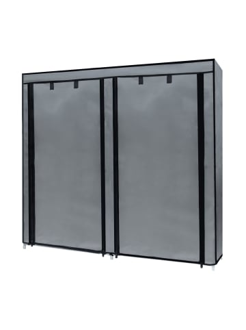 Intirilife Faltschrank Stoffschrank Kleiderschrank Schuhregal 116,5x30x114 in Asch Grau