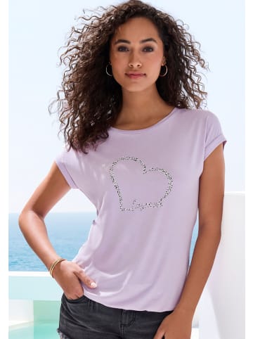 LASCANA Kurzarmshirt in lila