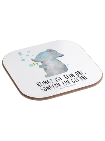 Mr. & Mrs. Panda Holzuntersetzer Elefant Seifenblasen mit Spruch in Weiß