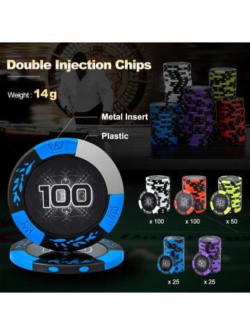 COSTWAY Pokerset 300 tlg. Chips in Schwarz