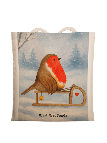 Mr. & Mrs. Panda Uni Tasche Rotkehlchen Schlitten Design ohne Sp... in Weiß