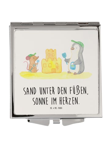Mr. & Mrs. Panda Handtaschenspiegel quadratisch Sommer Meer Stra... in Weiß