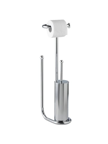 Wenko Stand WC-Garnitur Universalo in Silbern, (B) 20 x (H) 62,5 x (L) 23 cm