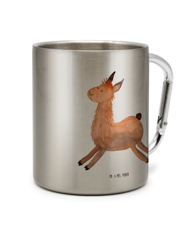 Mr. & Mrs. Panda Karabiner Tasse Lama Springen ohne Spruch in Silber