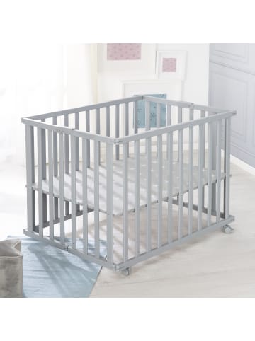 roba Laufgitter klappbar Holz taupe platzsparend mit Rollen