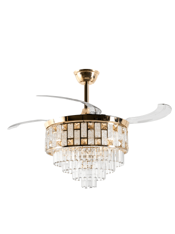 Beliani 2-tlg Deckenventilator mit Licht ALAPAHA in Gold/Transparent