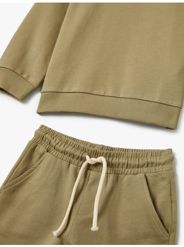 KOTON 2tlg. Outfit: Sweatshirt/Short in Khaki