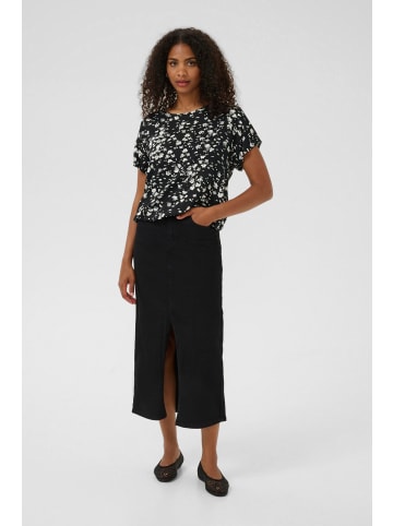Kaffe Kurzarm-Bluse KAbeathe Loose fit in Black / Chalk Graphic