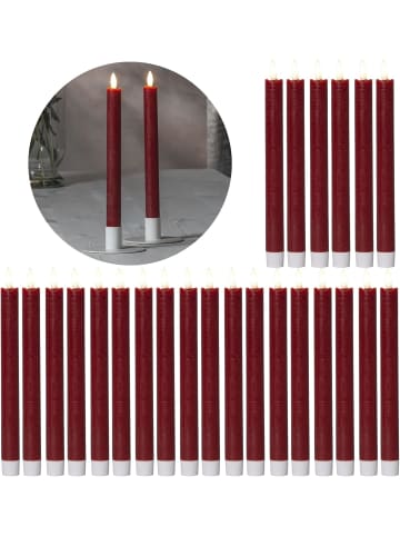 Novaliv LED Stabkerzen 24 Stück ECHTWACHS Rot - mit Timer Funktion 6 Stunden - in Rot