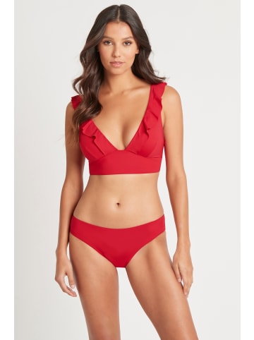 Sea Level Essentials Frill Bra Top in RED