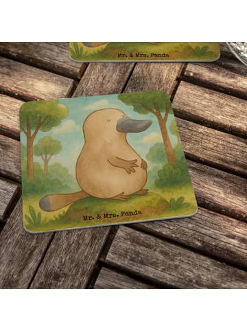 Mr. & Mrs. Panda Tischuntersetzer Schnabeltier Mut Design ohne S... in Weiß