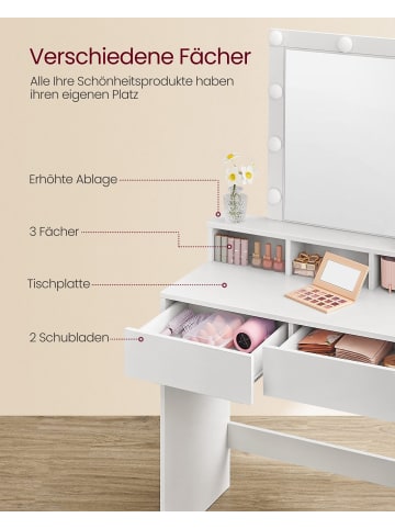 VASAGLE Schminktisch in Weiß - (B)80 x (H)145 x (T)40 cm