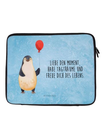 Mr. & Mrs. Panda Notebook Tasche Pinguin Luftballon mit Spruch in Eisblau