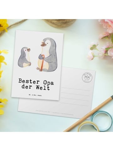 Mr. & Mrs. Panda Postkarte Pinguin Bester Opa der Welt mit Spruch in Weiß