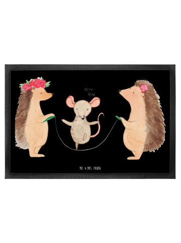 Mr. & Mrs. Panda Schmutzmatte Igel Seilhüpfen ohne Spruch in Schwarz