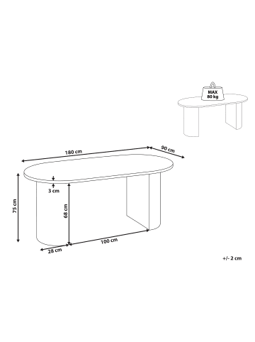 Beliani Esszimmertisch ASBURY in Braun - (W) 90 x (H) 75 x (L) 180 cm