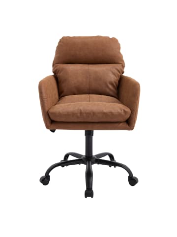 ABRIHOME Bürodrehstuhl in Braun Kunstleder PU höhenverstellbar für Büro Schlafzimmer