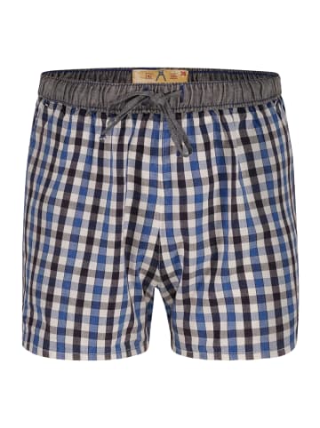 Luca David Pyjama-Shorts Olden Glory in Blau/Schwarz/Weiss