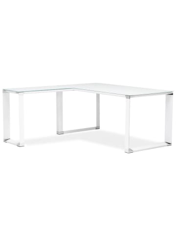 KADIMA DESIGN Eckschreibtisch Glas modern Winkelwahl, Bürotisch minimalistisch in Weiß