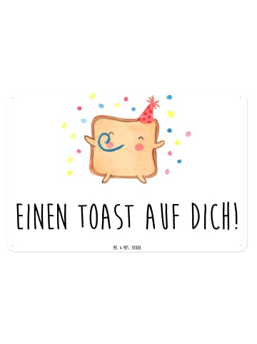Mr. & Mrs. Panda Blechschild Toast Party mit Spruch in Weiß
