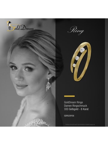 GoldDream Goldring 333 Gelbgold - 8 Karat, 3er Zirkonia Größe 56 (17,8)