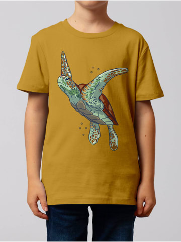 wat? Apparel T-Shirt Schildkröte Watercolor in Ocker