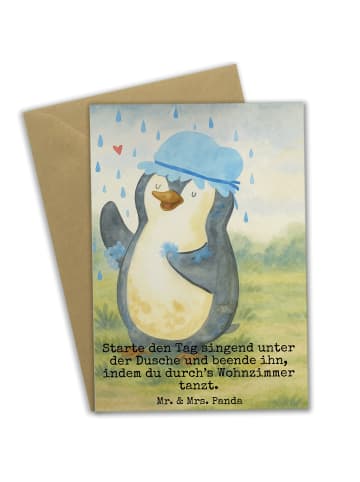 Mr. & Mrs. Panda babykarte Pinguin Duschen Design mit Spruch in Weiß