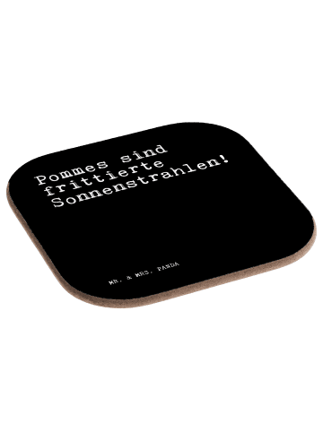 Mr. & Mrs. Panda Tisch-Untersetzer Pommes sind frittierte Sonnen... in Schwarz