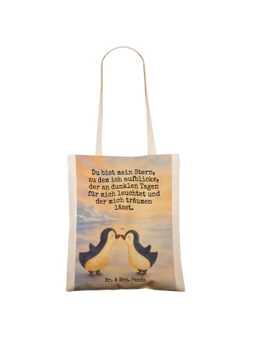Mr. & Mrs. Panda Tragetasche Pinguin Liebe Design mit Spruch in Weiß