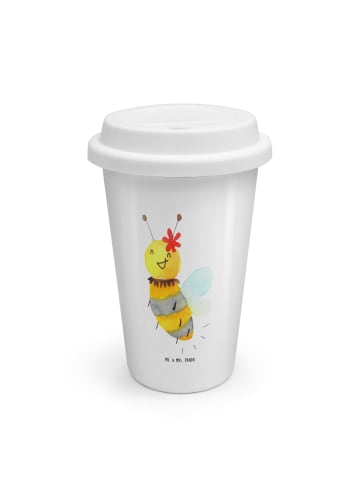 Mr. & Mrs. Panda ToGo Kaffeebecher Biene Blume ohne Spruch in Weiß