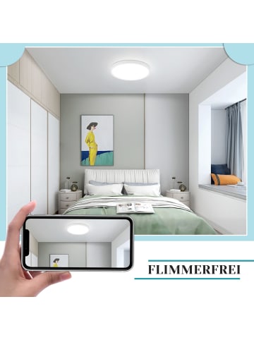 ZMH Deckenleuchte LED Ø18cm rund in weiß 6000K kaltweiß flach Flurlampe 15 W