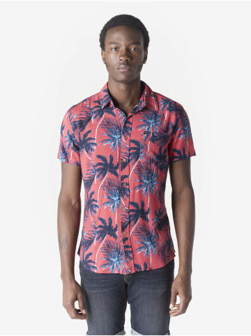 KOROSHI Herren kurzarm-viskosehemd in pink