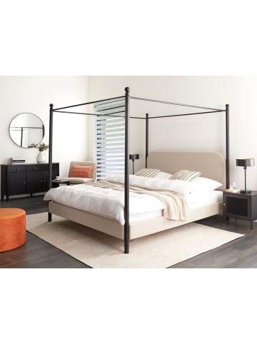 Beliani Himmelbett DANNEMOIS in Beige/Schwarz - (W) 190 x (H) 180 x (L) 211 cm