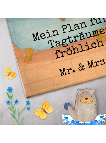 Mr. & Mrs. Panda Handtuch Waschbär Design mit Spruch in Weiß