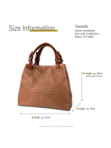 Toscanto Leder Handtasche, Umhängetasche Toscanto Tasche braun ca. 31cm