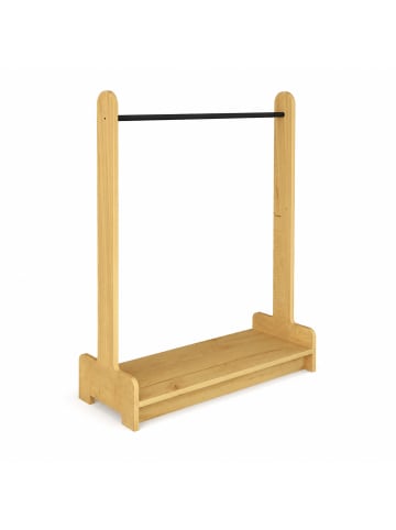 VCM Holz Kleiderständer mit Regal & Stange Lempu M in Honig-Eiche