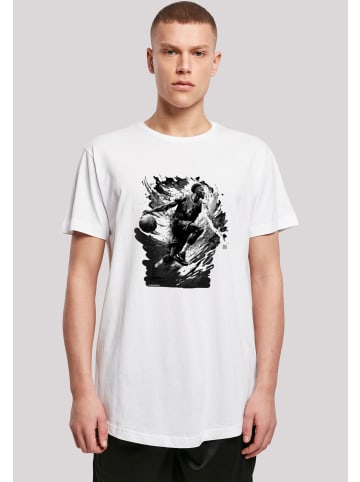 F4NT4STIC Long Cut T-Shirt Basketball Splash Sport LONG in weiß