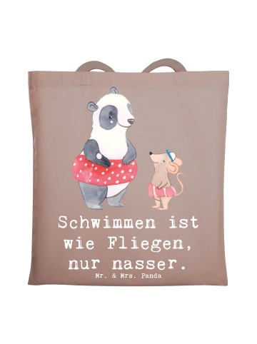 Mr. & Mrs. Panda Laptoptasche Schwimmen wie Fliegen mit Spruch in Braun Pastell