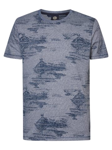 Petrol Industries T-Shirt mit Allover-Muster Bask in Blau