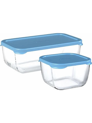 Pasabahce Pasabahce Snow Box Aufbewahrungsset Blau Deckel, 3 Stück in Transparent