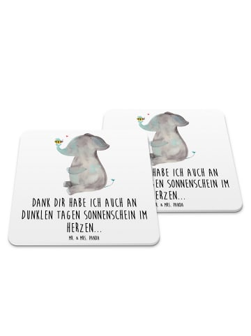 Mr. & Mrs. Panda Gläseruntersetzer Elefant Biene mit Spruch in Weiß