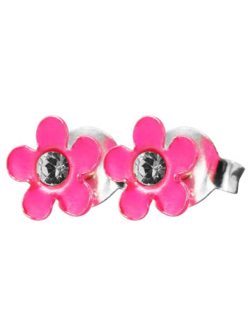 Adeliás Mädchen Ohrringe – Ohrstecker aus 925 Silber mit Strass Steinchen in silber