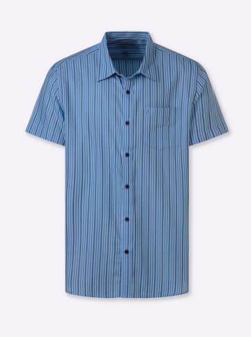 WITT WEIDEN Kurzarm-Hemd in himmelblau-gestreift