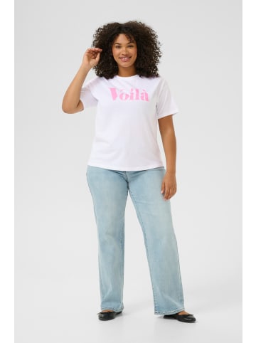 Kaffe T-shirt KAfreja Loose fit in Optical White W. Prism Pink