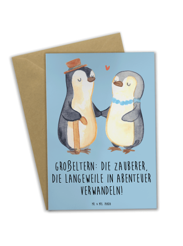 Mr. & Mrs. Panda Grußkarte Großeltern Zauberer mit Spruch in Blau Pastell