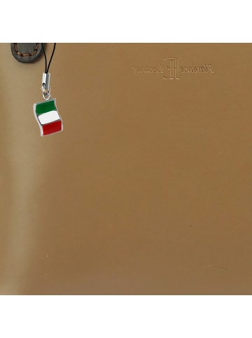 Florence Florence Umhängetasche, Schultertasche Leder taupe, braun ca. 17cm