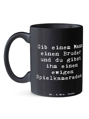 Mr. & Mrs. Panda Tasse Bruder Spielkamerad mit Spruch in Schwarz