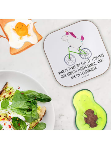 Mr. & Mrs. Panda Untersetzer Gläser Einhorn Radfahrer mit Spruch in Weiß