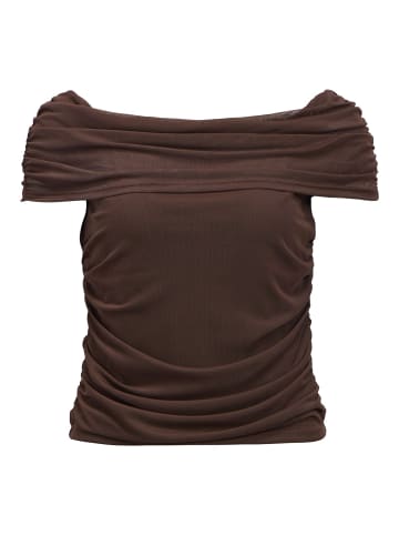 Object Off Shoulder Top in Seal Brown1